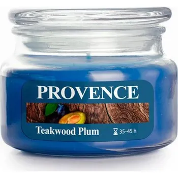 Svíčka Parafínová svíčka s vůní teakového dřeva a Provence švestka
