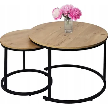 Konferenční stolek Konferenční stolek Bauerkraft kulatý dub antický sada 2v1 laminovaná deska