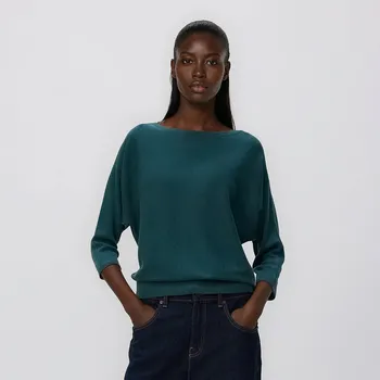 Dámský svetr Reserved - Svetr s rukávy ve stylu kimona - petrolejová - 035GS-67X - 035GS-67X-XL