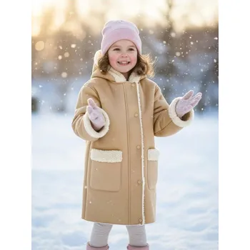 Dámský kabát Sinsay - Kabát z imitace semiše s kožíškem - béžová - 755EI-08X - 755EI-08X-104