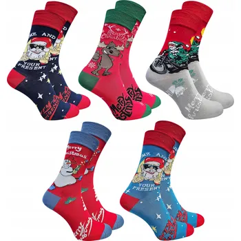 Pánské oblečení 5x ponožky bavlna vánoční ponožky Dárek k Vánocům, velikost 43-46