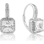 Meucci Stříbrné visací náušnice ČTVEREC se zirkony