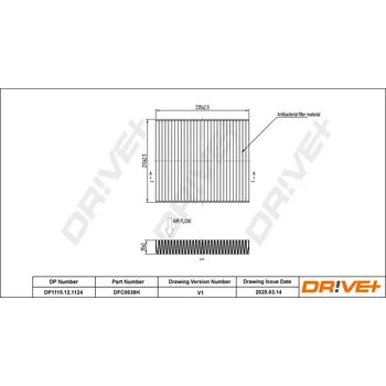 Kabinový filtr Kabinový (pylový) filtr DRIVE+ DP1110.12.1124