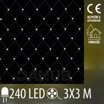 LED trubice Vánoční led světelná síť vnejší - 240led - 3x3m - teplá bílá
