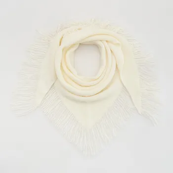 Čepice Reserved - Trojúhelníkový šátek s třásněmi - krémová - 735FD-01X - 735FD-01X-ONE