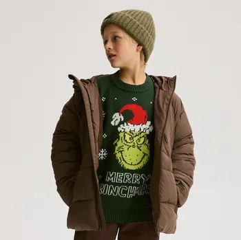 Chlapecká mikina Reserved - Vánoční svetr Grinch - tmavě šedá - 657FH-90X - 657FH-90X-152