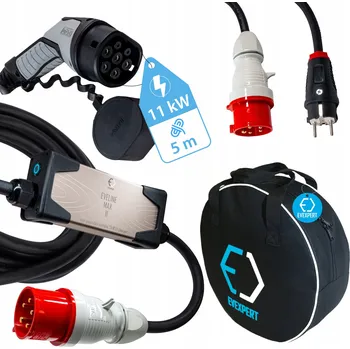 Nabíjecí stanice pro elektromobil EVELINE Max II - přenosná nabíječka T2 - CEE 5-PIN Displej 16A 3fázový 11kW 5m