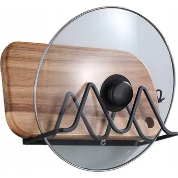 Věšák DRŽÁK NA POKLICE NA ZEĎ ORGANIZÉR DO KUCHYNĚ HLINÍKOVÝ VĚŠÁK ČERNÝ