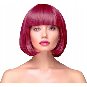 Karnevalová paruka Párty paruka krátké rovné vlasy bordó Bob Karneval fotokoutek ples