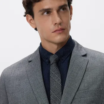 Kravata Reserved - Úzká kravata s kostkou - tmavě šedá - 448GT-90X - 448GT-90X-ONE