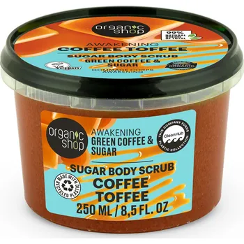 Koupelová kosmetika Organic Shop Povzbuzující tělový peeling Zelená káva a cukr (Body Scrub) 250 ml + 2 měsíce na vrácení zboží