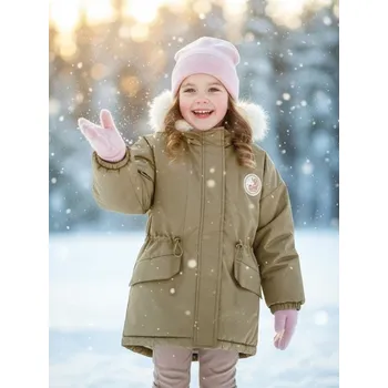 Sinsay - Bunda s umělou kožešinou - khaki - 879DX-87X - 879DX-87X-110