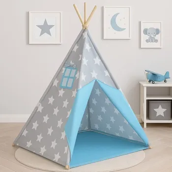 Dětský stan Dětský stan teepee šedý s hvězdami 110x110x162 cm vnitřní