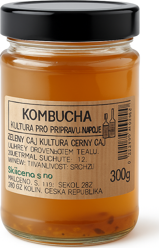 Kombucha houba – velká násada 6–8 cm + 300 ml nálevu Domácí výroba kombuchy