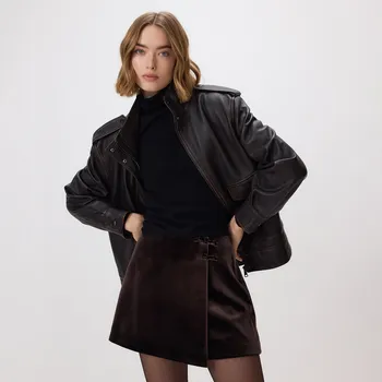 Dámské kraťasy Reserved - Sukňošortky s mašlemi - tmavě hnědá - 593HJ-89X - 593HJ-89X-S