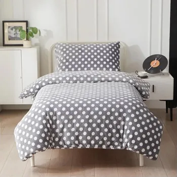 Povlečení Povlečení Mikroplyš Puntíky šedé 140 x 200, 70 x 90 cm zip
