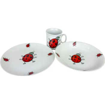 Talíř Thun talíř+miska+hrnek dětský BERUŠKA, červená