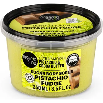 Tělový peeling Organic Shop Jemný tělový peeling Pistácie a kakaové máslo (Body Scrub) 250 ml + 2 měsíce na vrácení zboží