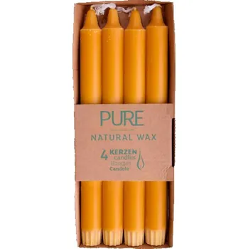 Svíčka Svíčka TAPER z přírodního vosku pr.2,3x25cm, natur/žlutá/HONEY, balení 4ks|Wenzel