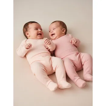 Pánská móda Sinsay - 2balení žebrovaných kalhot se zakrytými chodidly - pastelová růžová - WI584-03X - WI584-03X-68