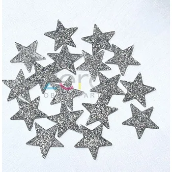 Hvězdička pr. 2,9 cm (16 ks) - stříbrná s glitry