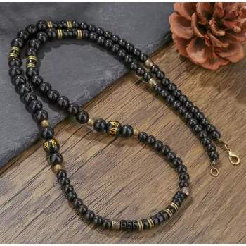 Náhrdelník B-TOP Pánský vintage korálkový náhrdelník s mantrami v etnickém stylu