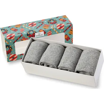 Dámské ponožky Wooline Dárkové balení - 4 páry ponožek Merino Natural Wool 6 dámské, šedé Velikost ponožek: EUR 39-42