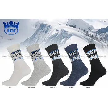 Dámské ponožky Pánské a dámské ponožky HOZA froté - motiv SKI - T101 Barva: tmavá modrá, Velikost: 35-38