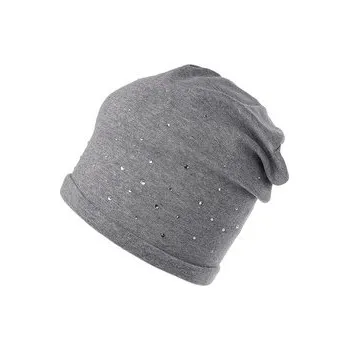 Čepice Bavlněná čepice s kamínky dámská - 1 ks - 2 šedá