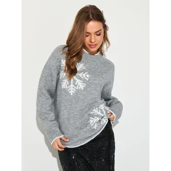 Dámské oblečení Sinsay - Svetr se sněhovými vločkami - šedá - 219GT-09M - 219GT-09M-L