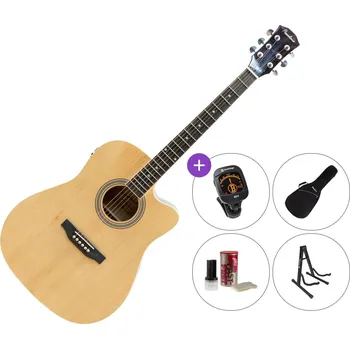 Elektroakustická kytara Pasadena SG028CE SET Natural Elektroakustická kytara Dreadnought