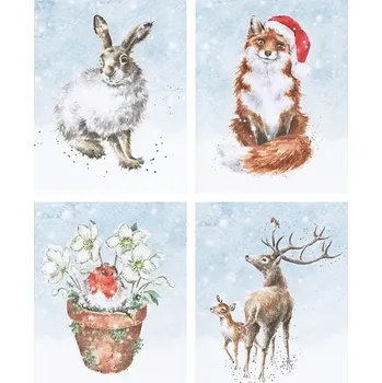 Dárková taška Vánoční dárkové kartičky "Fox" Wrendale Designs, 16 ks (4 motivy) – vánoční zvířátka