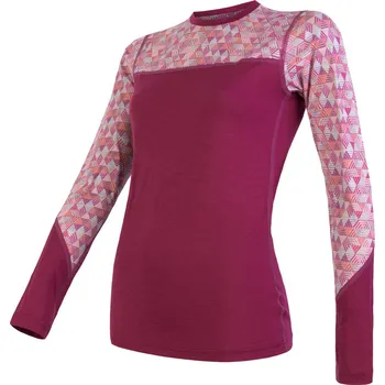 Dámské termoprádlo SENSOR MERINO IMPRESS dámské triko dl.rukáv lilla/pattern L