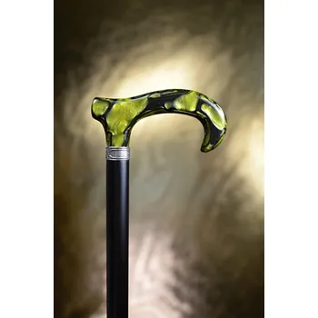 Vycházková hůl s elegantní rukojetí v zelené barvě