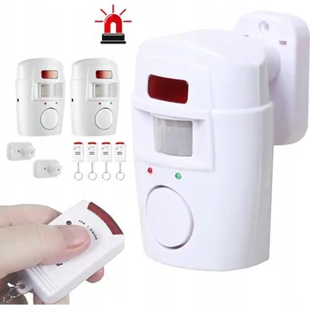 Sada domovního alarmu BEZDRÁTOVÝ ALARM S POHYBOVÝM ČIDLEM, 4 OVLADAČE, SIRÉNA 105DB, ALARM DO DOMU