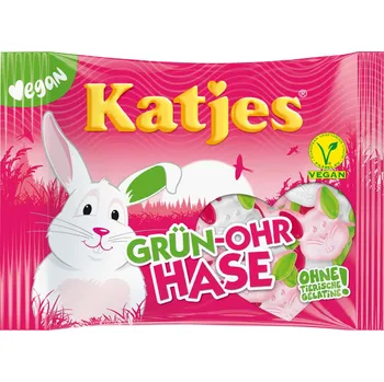 Bonbon Katjes Grün-Ohr Hase pěnové bonbony se zelenými oušky 175 g