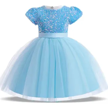 Dívčí sukně Elegantní dívčí šaty s flitry (vel. pro 2-10 let) Barva: modrá, Velikost: 150