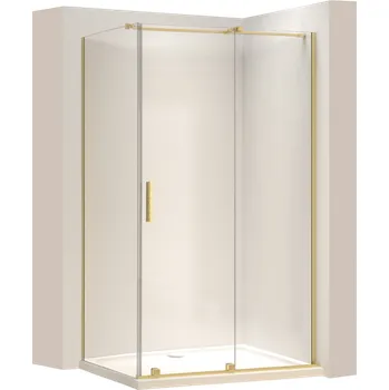 Rea Montana, sprchová kabina s posuvnými dveřmi 100x100cm, 6mm čiré sklo, zlatý matný profil, KPL-K2509