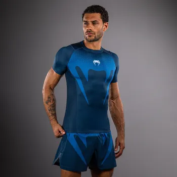 Sport Funkční triko - rashguard Venum No Gi - krátké rukávy - Indigo modré Velikost: XXL