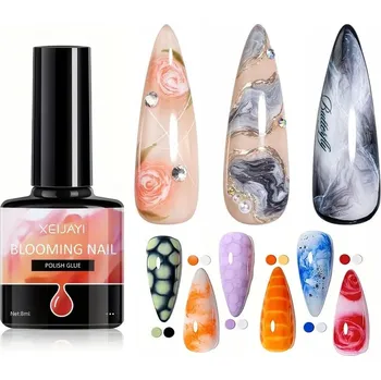 Lak na nehty Blooming Gel průhledný UV/LED lak gel na nehty s efektem kouře, 8,0 ml