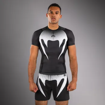 Sportovní oblečení Funkční triko - rashguard Venum No Gi - krátké rukávy - Black/White Velikost: XL