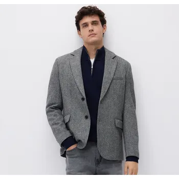 Pánský svetr Reserved - Svetr se stojáčkem na zip - tmavomodrá - 068FR-59X - 068FR-59X-M