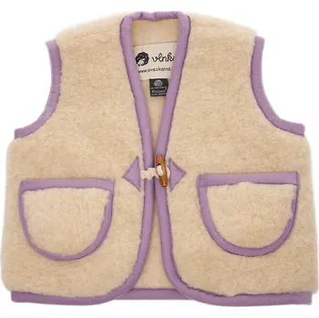 Dívčí oblečení Vlnka Dětská vesta z ovčí vlny s knoflíky fialová velikost oblečení M