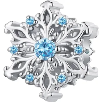 Přívěsek Endy-shop Stříbrný přívěsek korálek sněhová vločka modrá