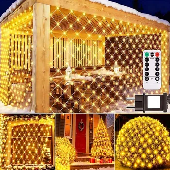 Vánoční dekorace SÍŤ 192 LED VÁNOČNÍ OSVĚTLENÍ NA STROMEČEK SVĚTELNÝ ZÁVĚS VELKÁ 3x2m GIRLANDA