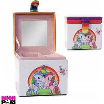 Šperkovnice Šperkovnice na bižuterii SE ZRCADLEM, KOŽENÁ Kufřík pro dívky, JEDNOROŽEC