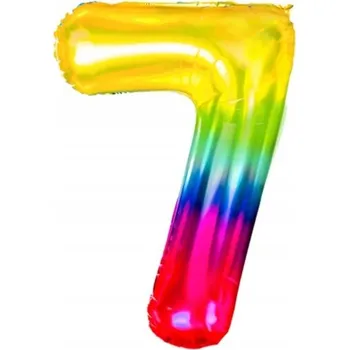 Balónek Fóliový balónek OMBRE číslice 7 k narozeninám duhový XXL