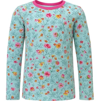 Dívčí tričko Dívčí tričko DR tyrkysové - žluto-růžové květy - doprodej 110, 116