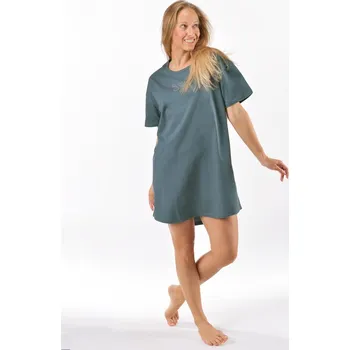 Dámská noční košile Gina Maxitriko dámské krátký rukáv 19166P Barva/Velikost: tm. šedá, jogurtová / 3XL