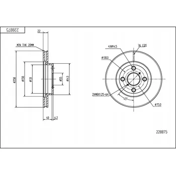 Brzdový kotouč - HART HAM. KOTOUČ BRZDOVÝ /P/ YARIS 1.0-1.3 VVTI 06- 228 875